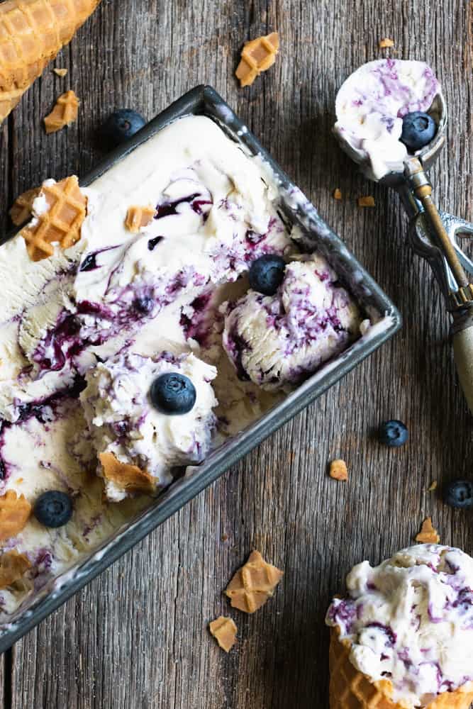 No-Churn Blueberry Swirl Ice Cream 