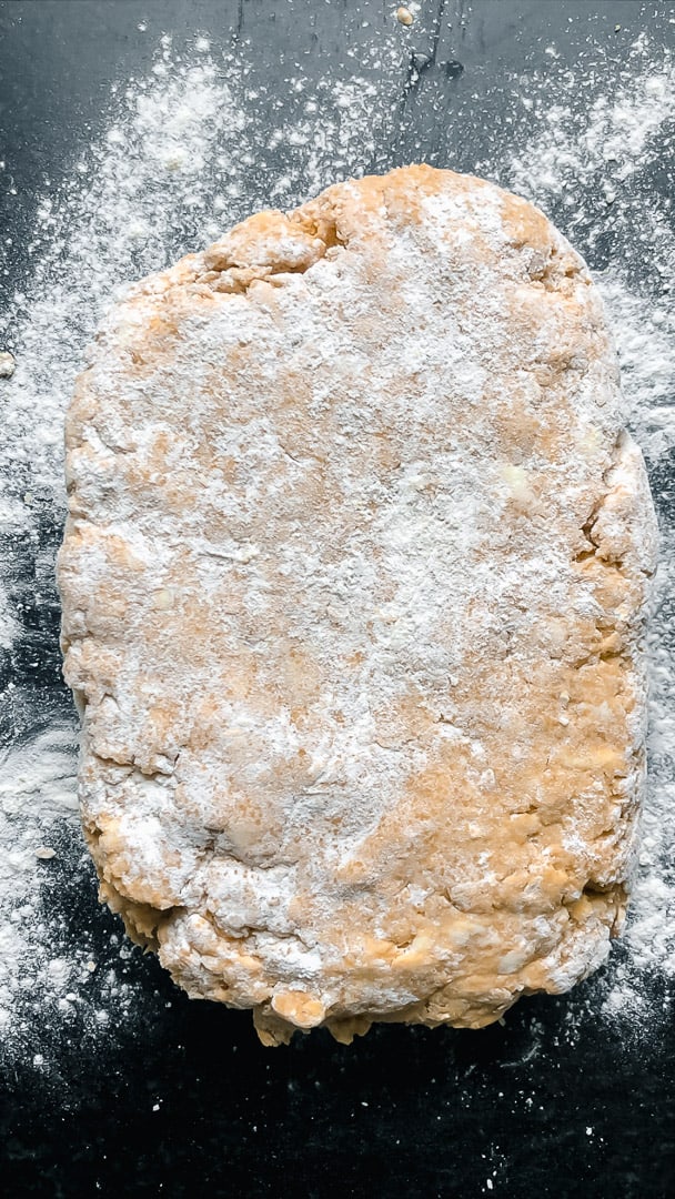 scone dough on floured surface