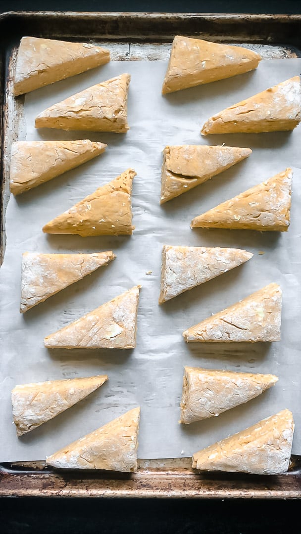 sliced scones before baking