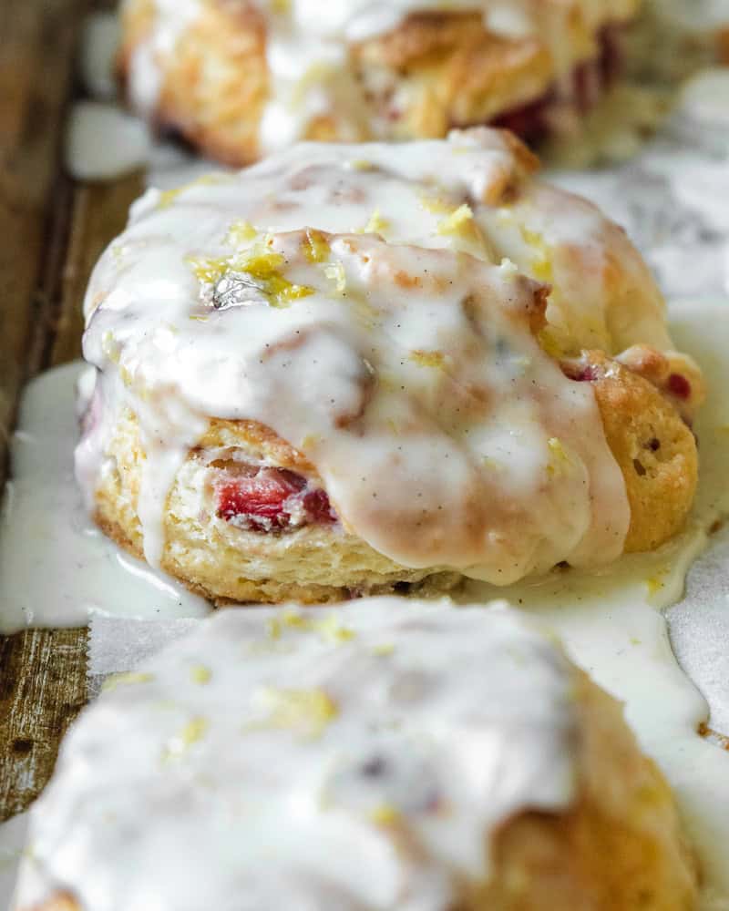 close up of glazed scone