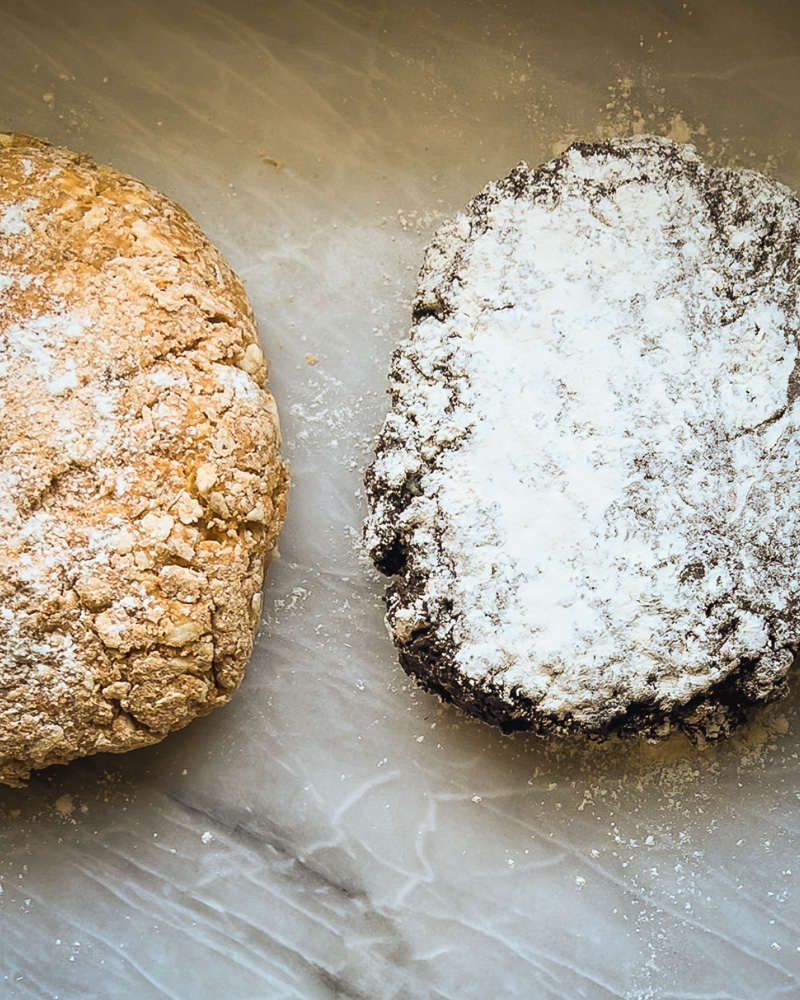 two flat disks of scone dough