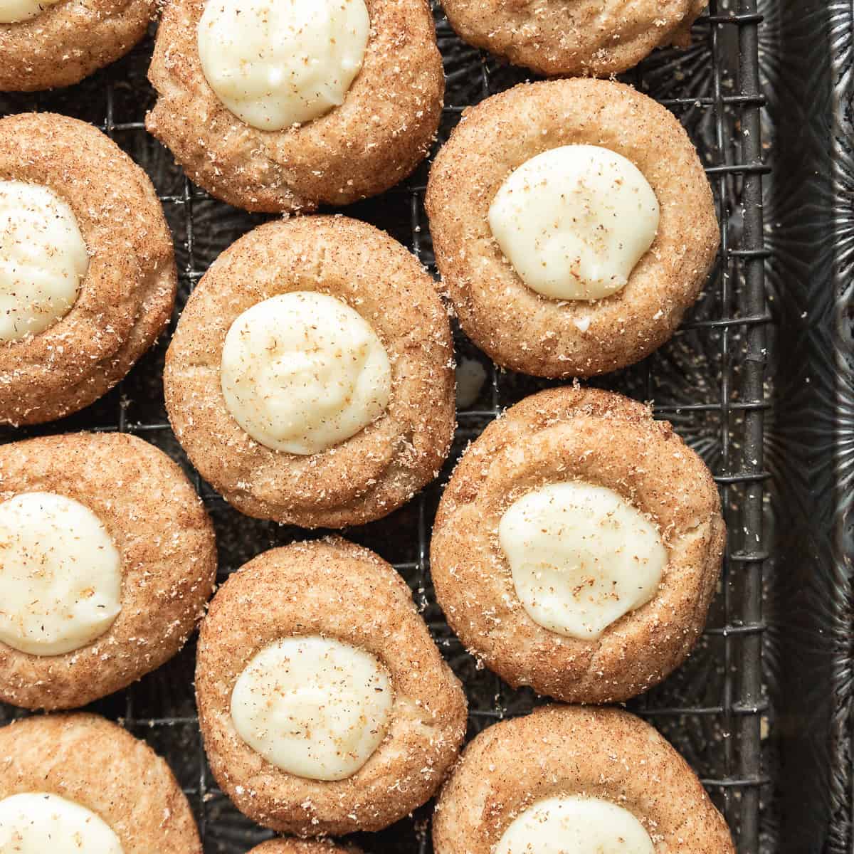 Eggnog Snickerdoodle Thumbprint Cookies (soft and tender)
