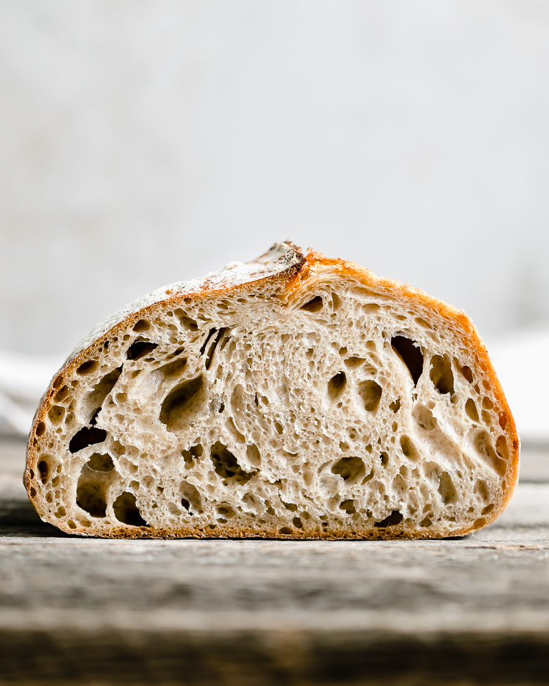 interior of sourdough bread loaf