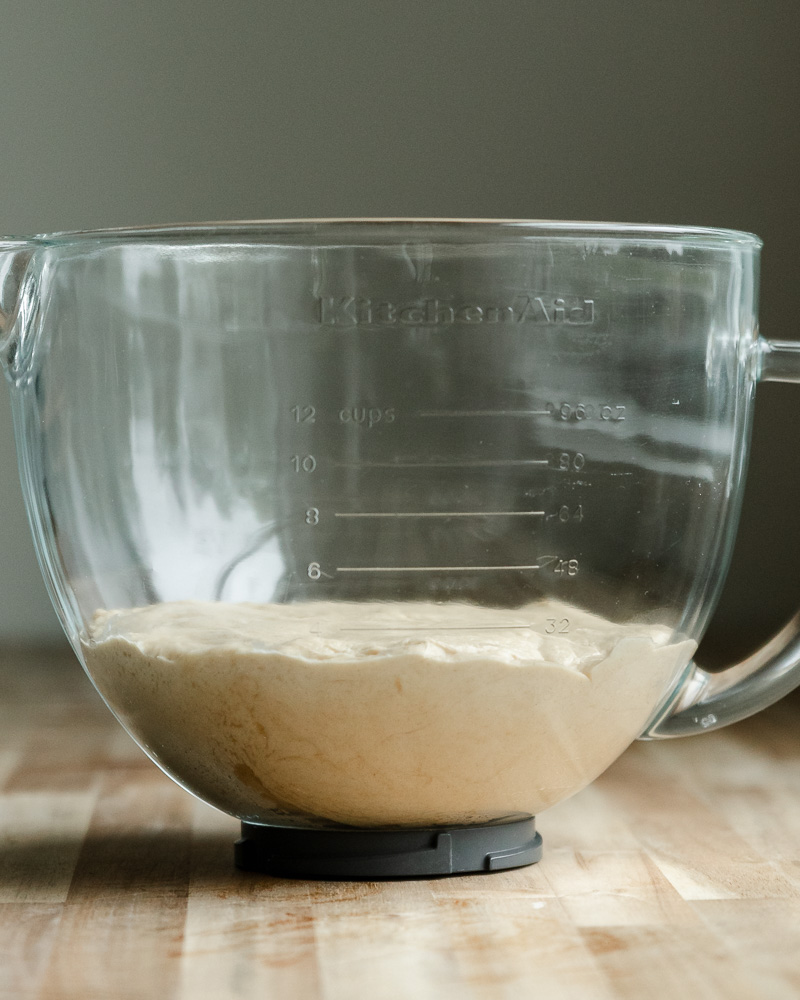 cinnamon roll dough before bulk rise