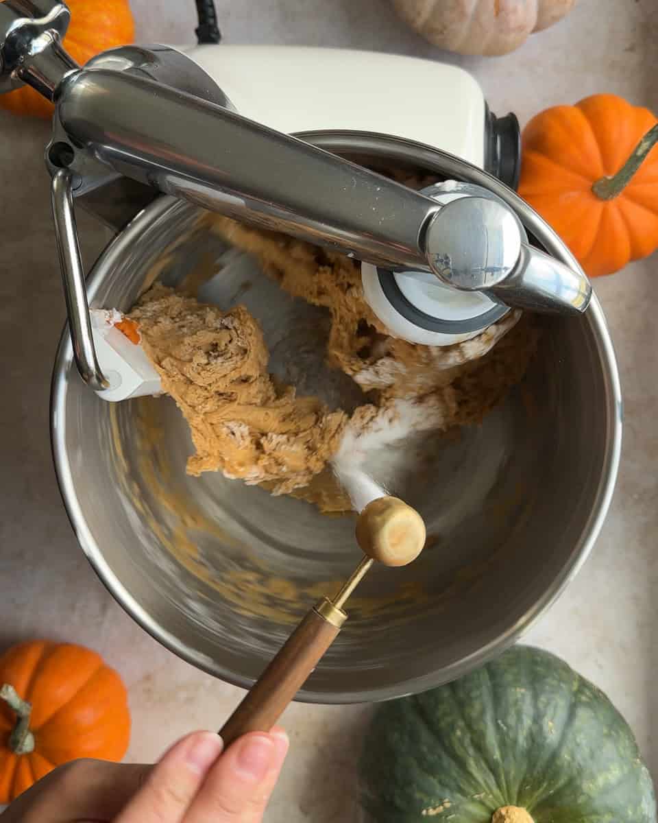 Salt being added to mixing bowl