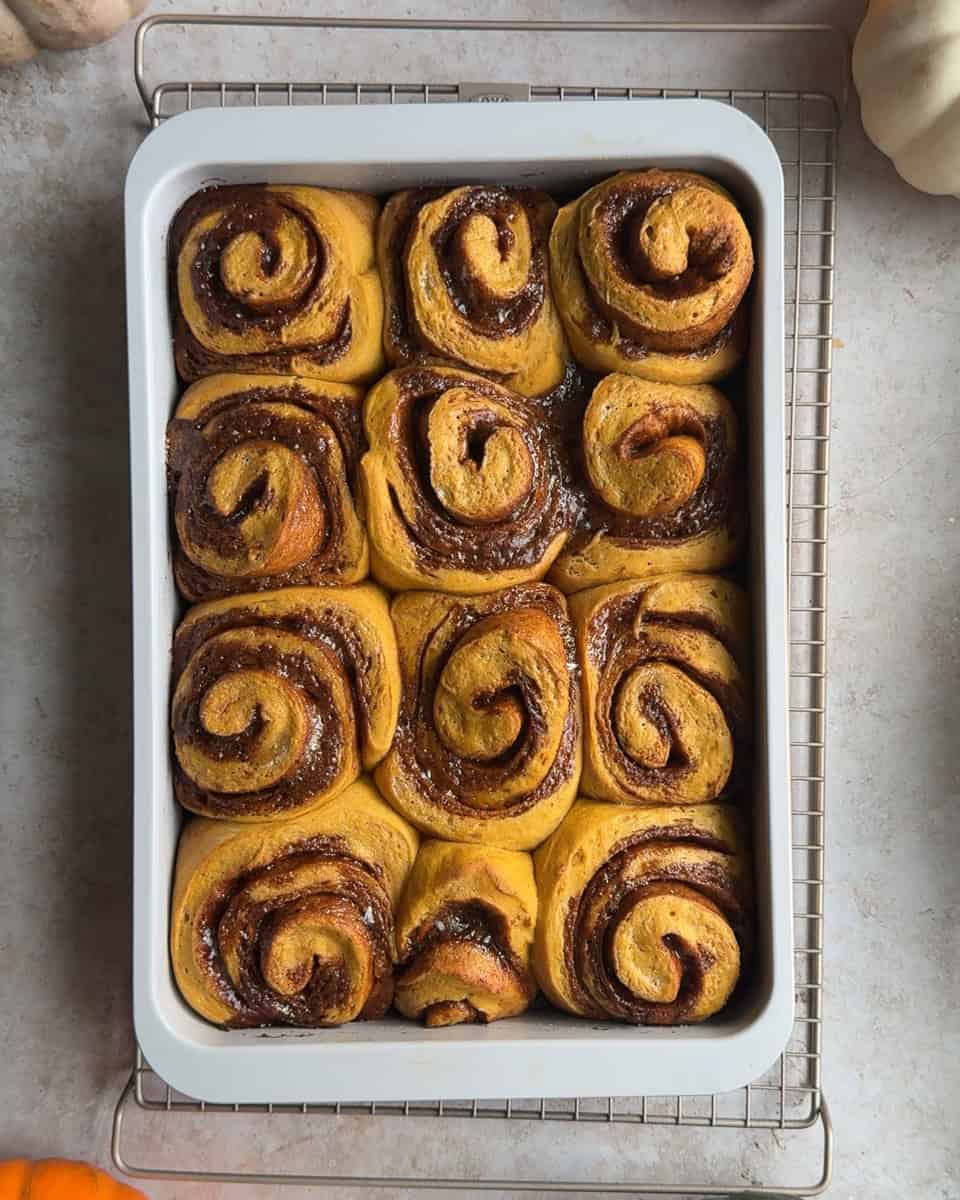 cinnamon rolls after baking